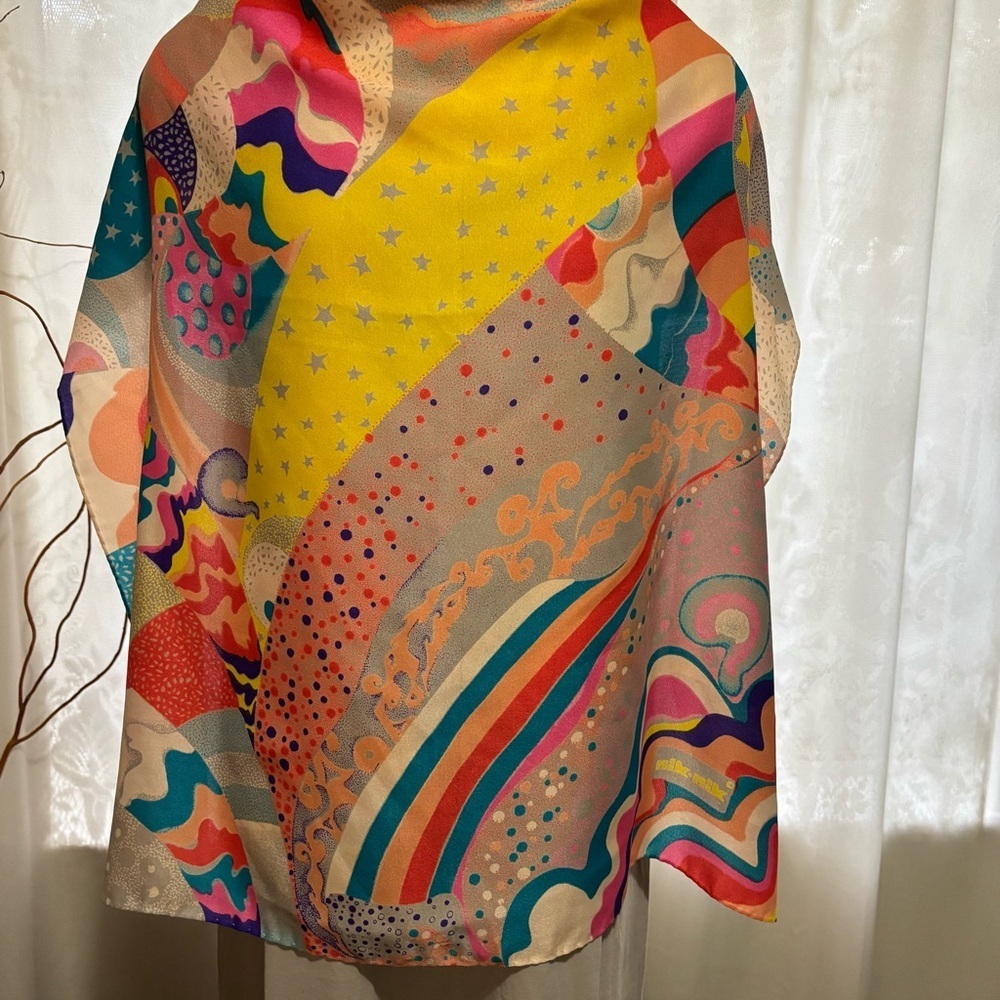 1970's nik-nik Scarf~Psychedelic Pattern~Designed in Paris~printed in Italy - Picture 11 of 11